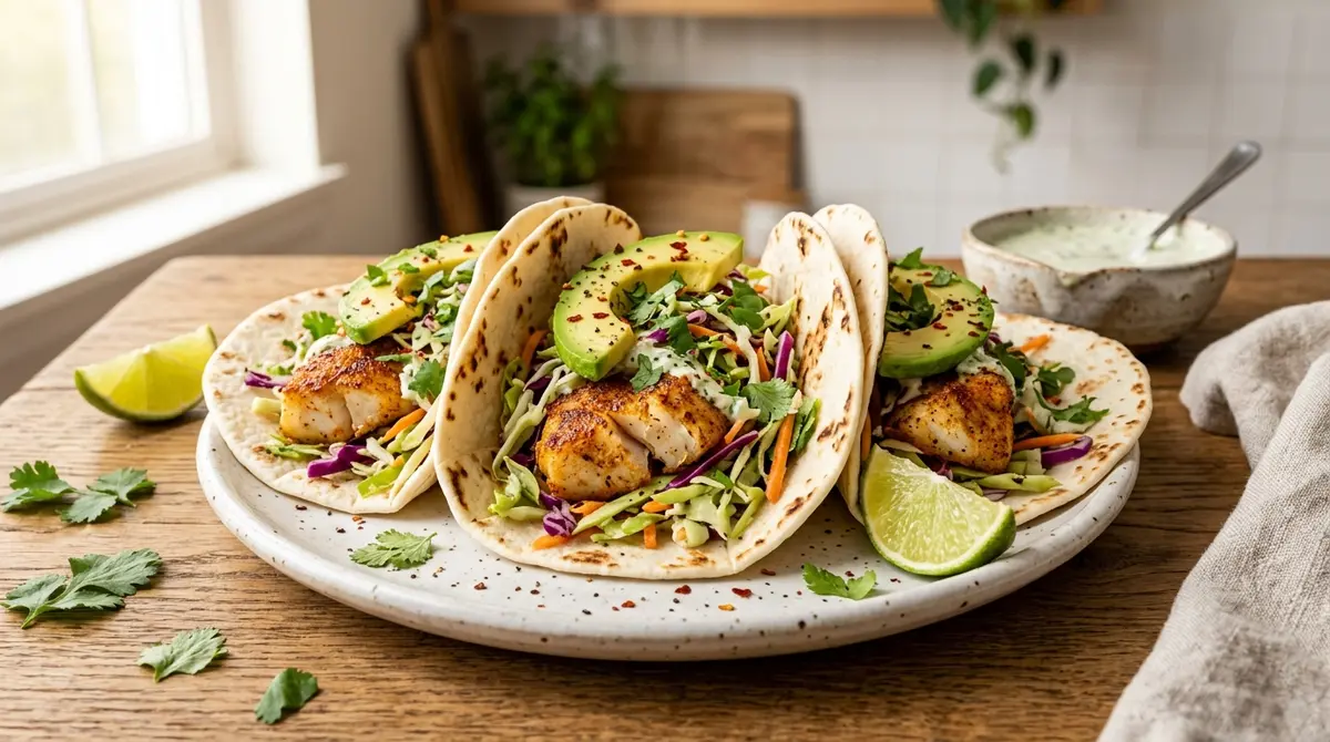 A person preparing the fresh ingredients for 15 Minute Air Fryer Fish Tacos with Cilantro Lime Slaw | Lemons + Zest | Recipe | Air fryer recipes in a modern kitchen.