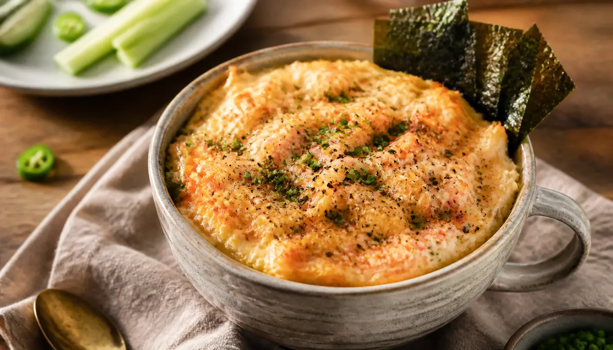 A delicious and visually appealing Quick and Easy Sushi Bake dish is perfectly presented, showcasing layers of seasoned rice, creamy crab mixture, and a golden baked topping, ideal for those seeking a simple yet flavorful Japanese-inspired meal.