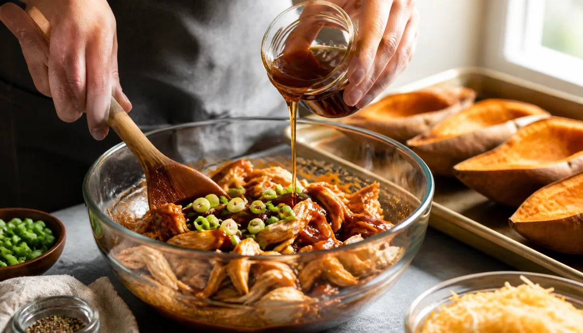 Pin BBQ CHICKEN STUFFED SWEET POTATOES FAMILY DINNER EASY 5-STEP PERFECT on Pinterest